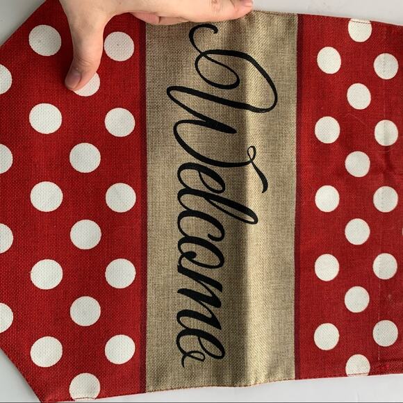 Welcome M monogram polkadot garden flag 13x18 - Picture 2 of 8
